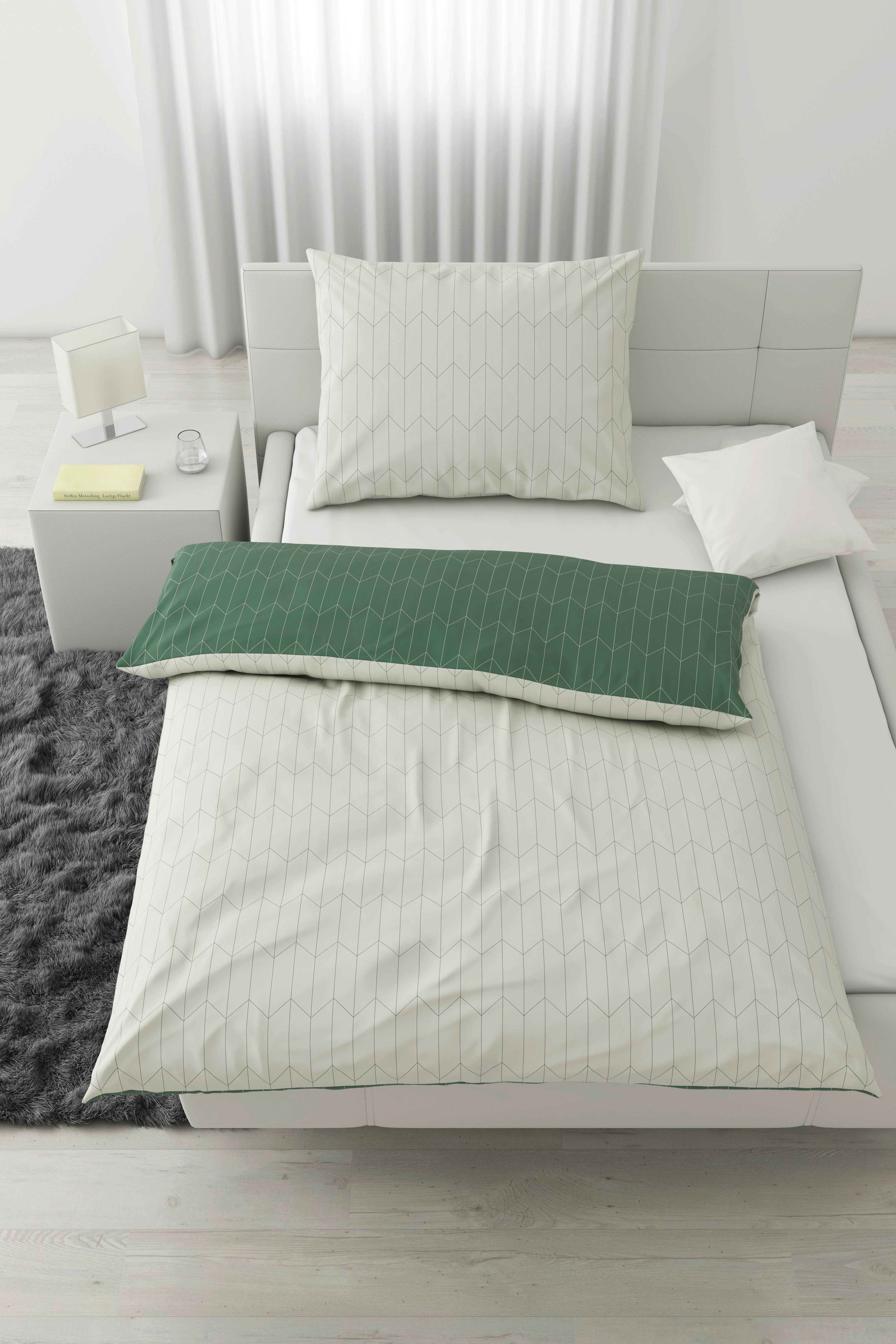 Posteľná Bielizeň Tegola, 140/200cm - prírodné farby/zelená, Moderný, textil (140/200cm) - Modern Living