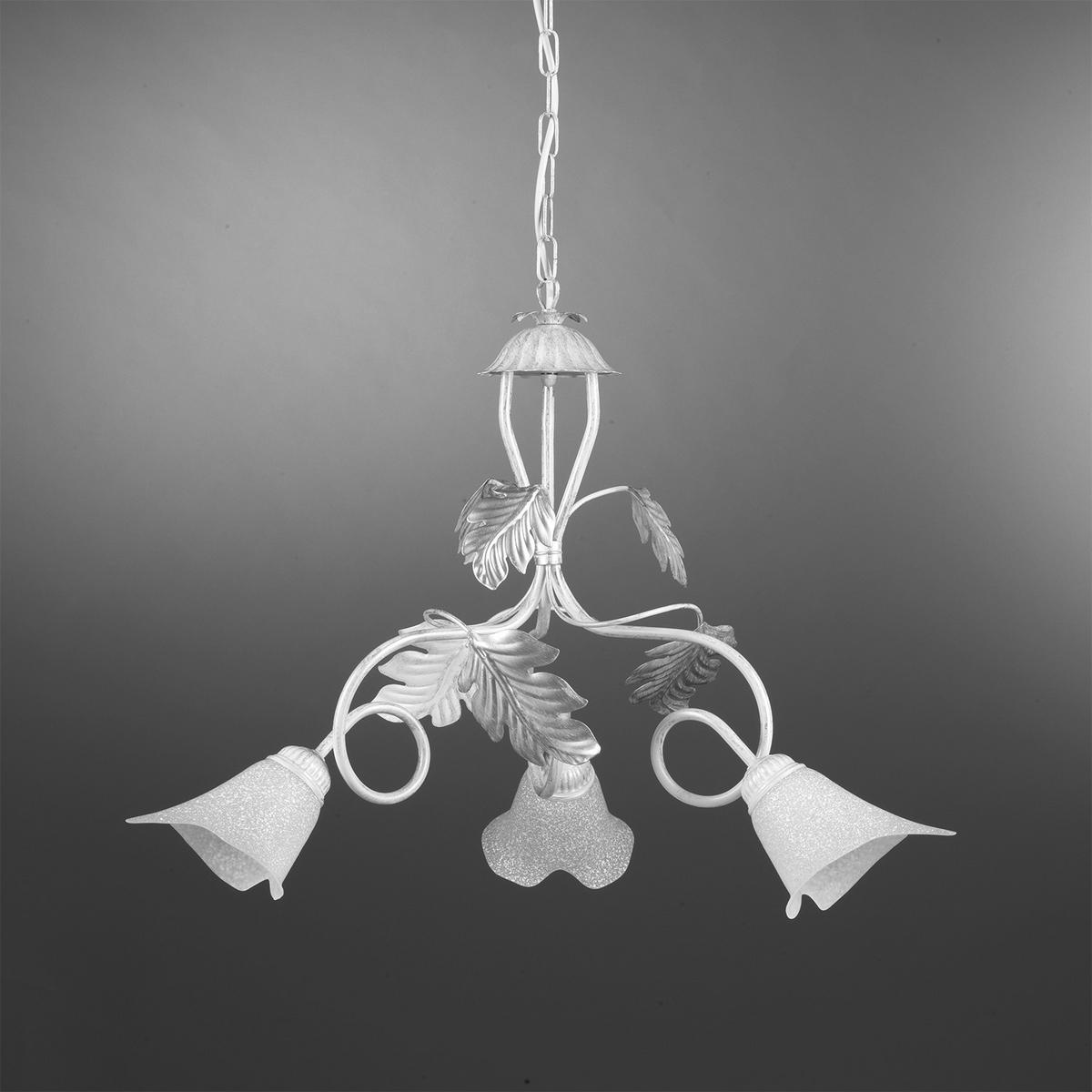 Kronleuchter 4836/3 - Silberfarben/Weiß, KONVENTIONELL, Glas/Metall (60/110cm)