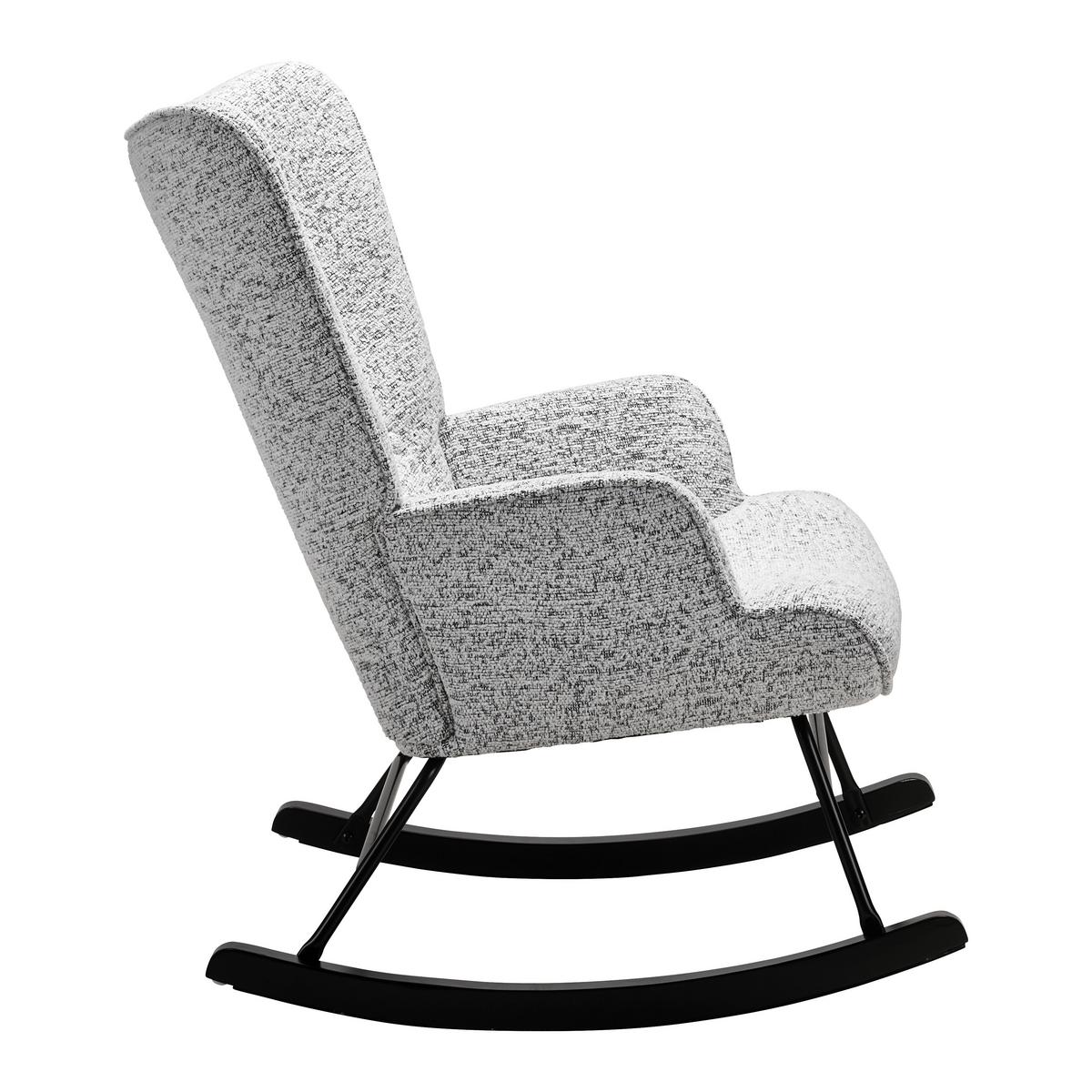 Houpací křeslo ROCK, světle šedé buklé, max. 140 kg - bílá/černá, Moderní, kov/dřevo (66/90/77cm) - Mömax