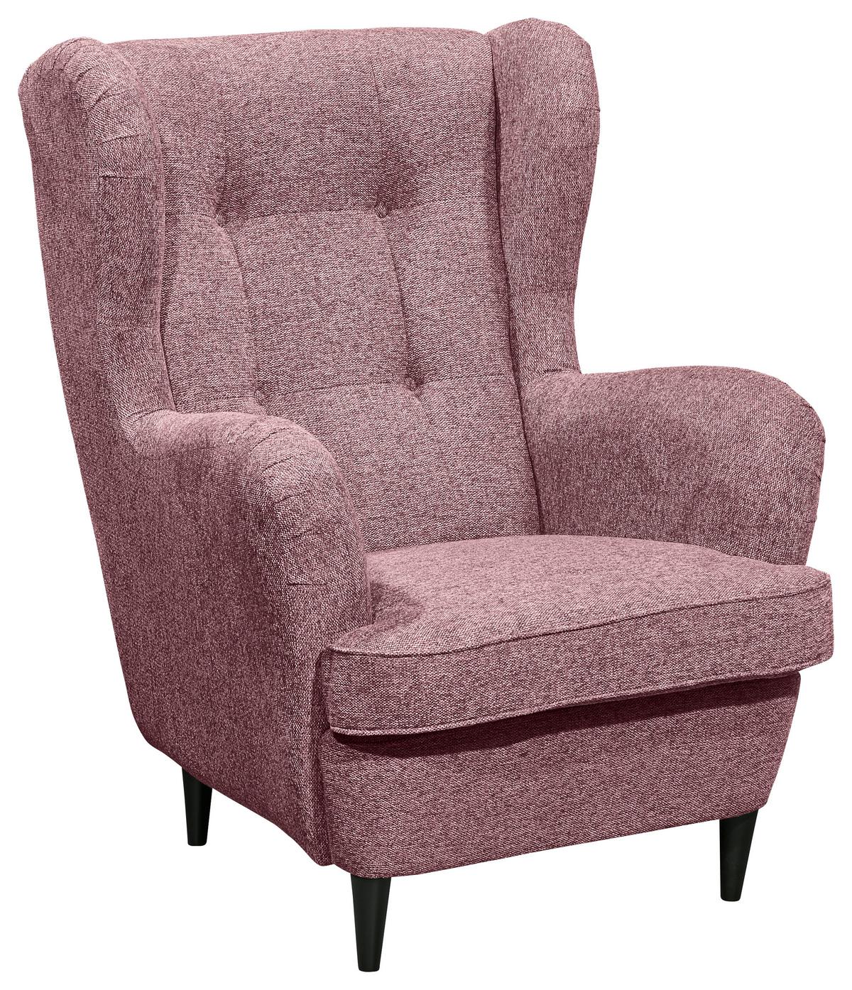 Ohrensessel Oskar Webstoff Rosa - Schwarz/Rosa, Basics, Holzwerkstoff/Textil (78/102/98cm) - MID.YOU