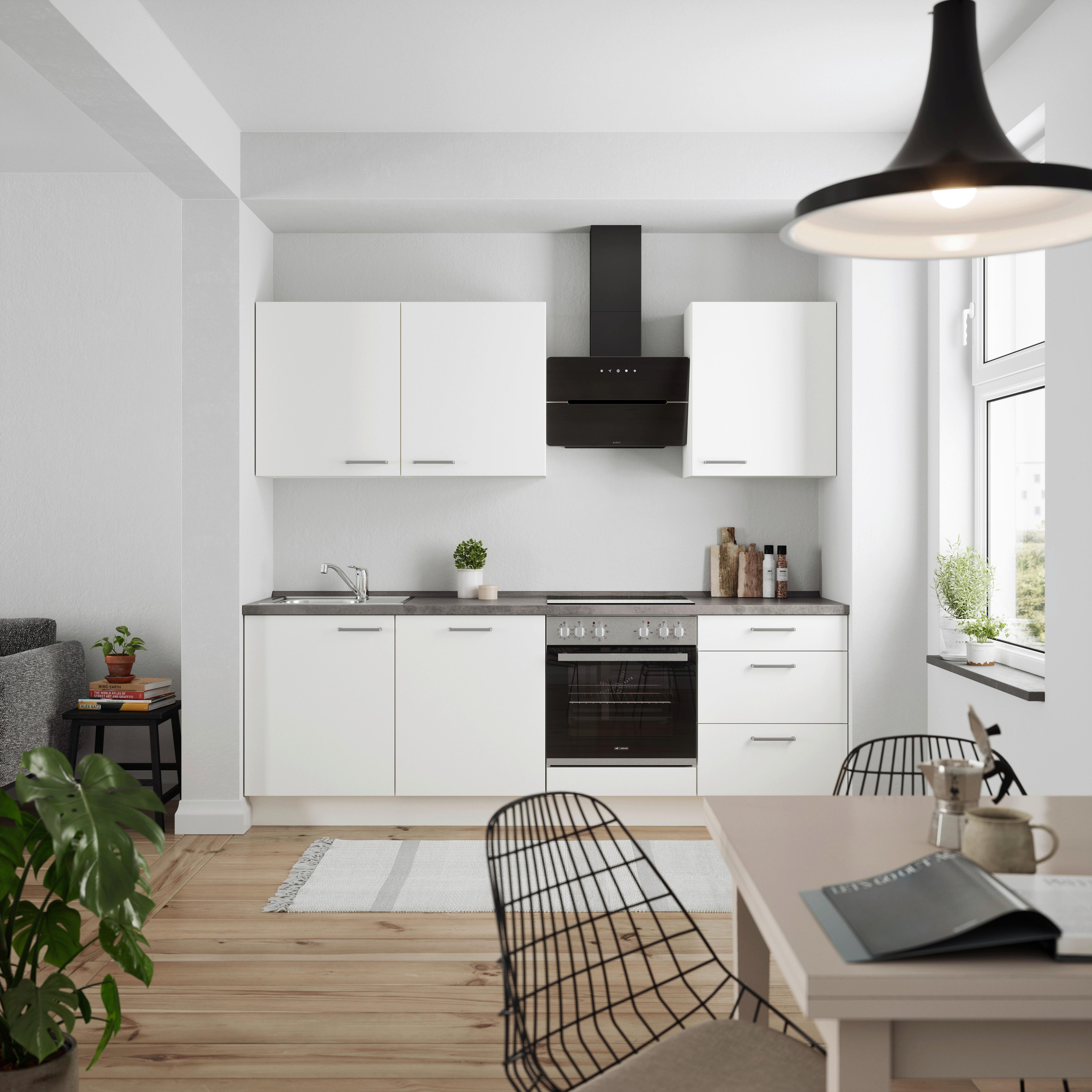 KÜCHENLEERBLOCK TOUCH HIGH - LINE, H9 RECHTS - Weiß/Grau, MODERN, Holzwerkstoff (240cm) - Nobilia