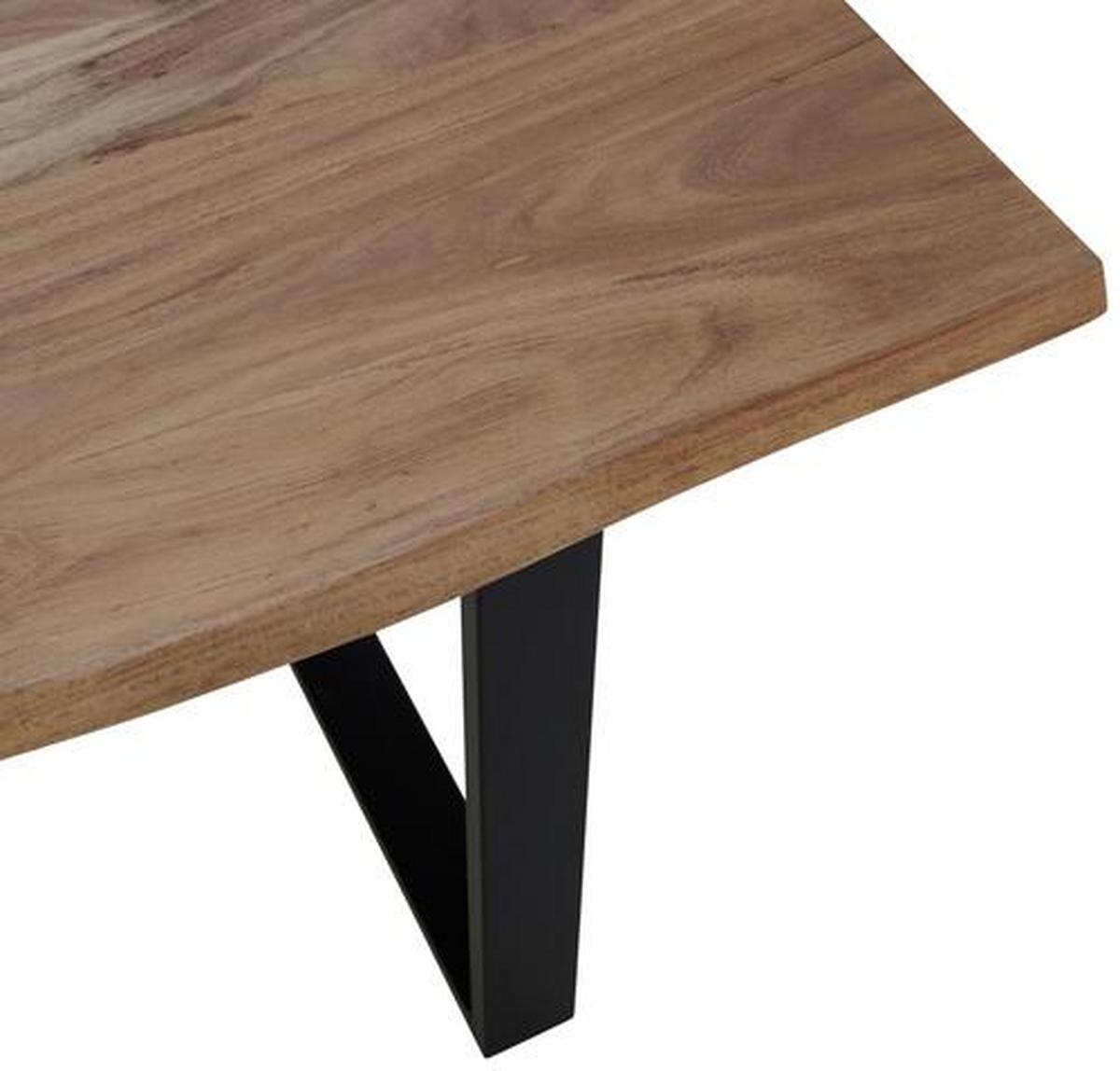 Sedací lavice z masivu RUNNER akácie 140 cm - černá/barvy akácie, Natur, kov/dřevo (140/45/42cm) - MID.YOU