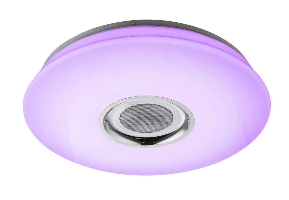 LED-Deckenleuchte Nicole Ø 40 cm mit Lautsprecher - Weiß, Basics, Kunststoff (40/7cm) - Globo