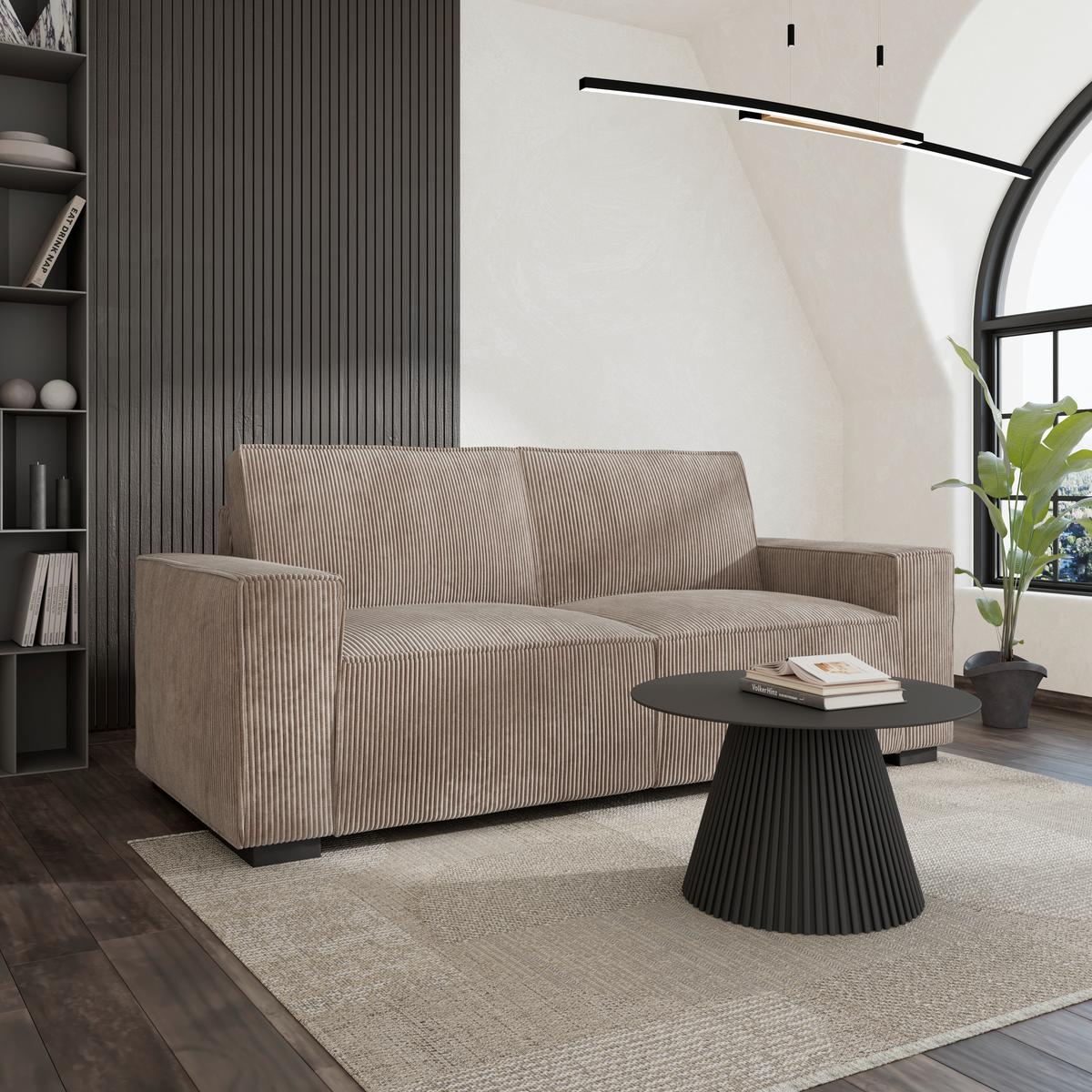 Třímístná pohovka LIAM, béžová - černá/béžová, Moderní, dřevo/textil (210/84/90cm) - Bessagi Home
