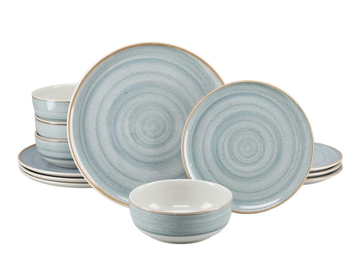 Taflservice Steinzeug 12 -Teilig. Creme/Azurblau - Azurblau/Creme, Basics, Keramik - Creatable