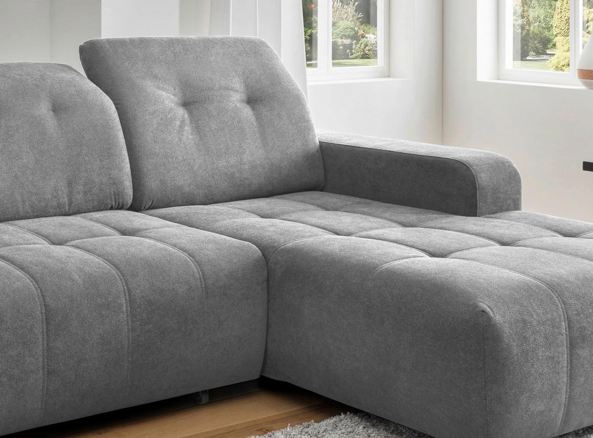 Ecksofa Vicari Dunkelgrau S: 185x292cm - Dunkelgrau/Schwarz, MODERN, Textil (185/292cm) - Livetastic