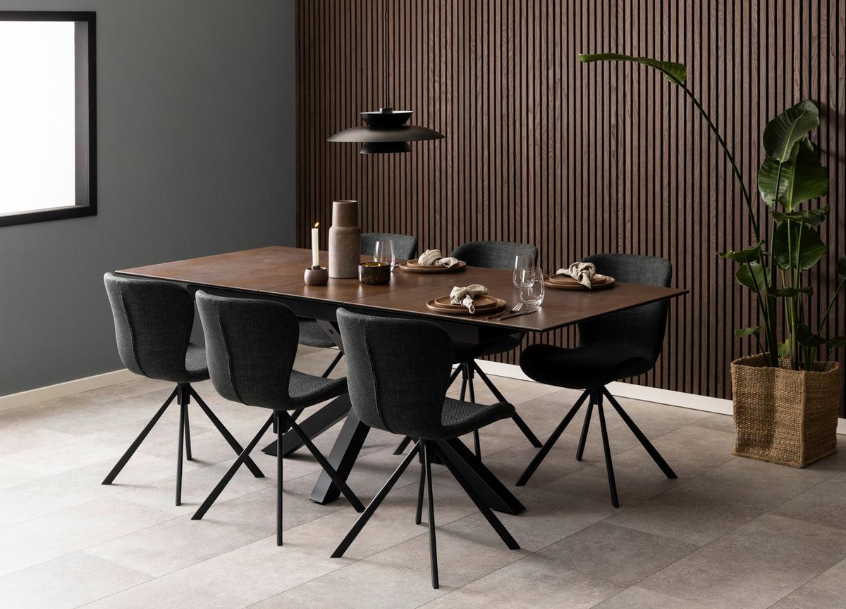 Esstisch Heaven B: 90cm Rostfarben - Rostfarben/Schwarz, Design, Keramik/Metall (168-210/90/76cm) - MID.YOU