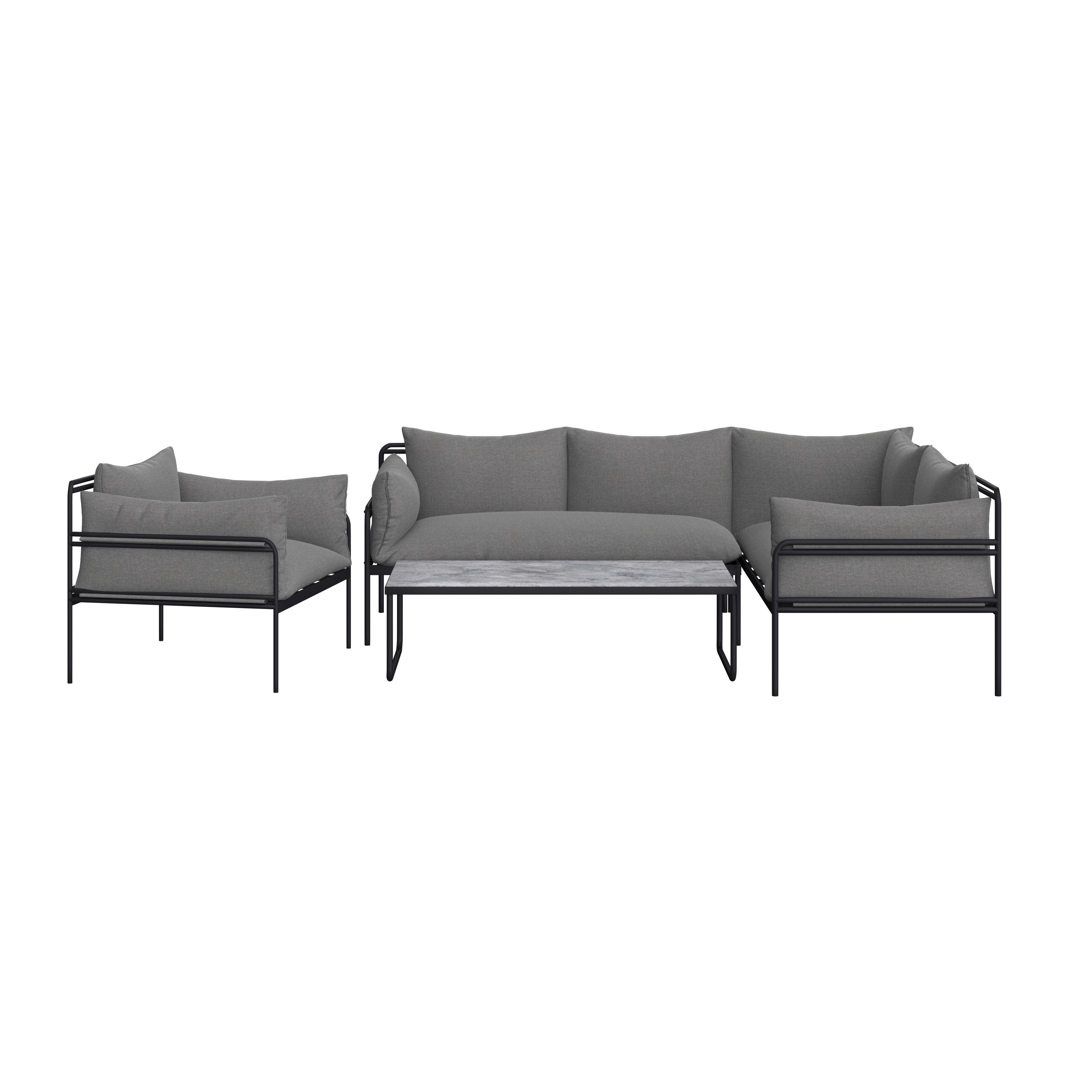 Záhradní sedací souprava ANNY - šedá/antracitová, Moderní, kov/textil (218/69/76cm) - Bessagi Garden