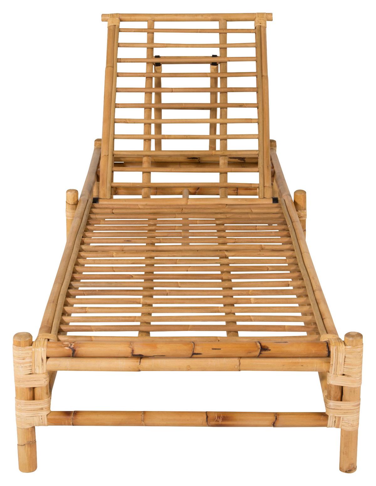 Sonnenliege Cane Bambus/Rattan/Textil +auflage - Hellbraun/Creme, KONVENTIONELL, Holz/Textil (80/35/210cm) - Gardenson