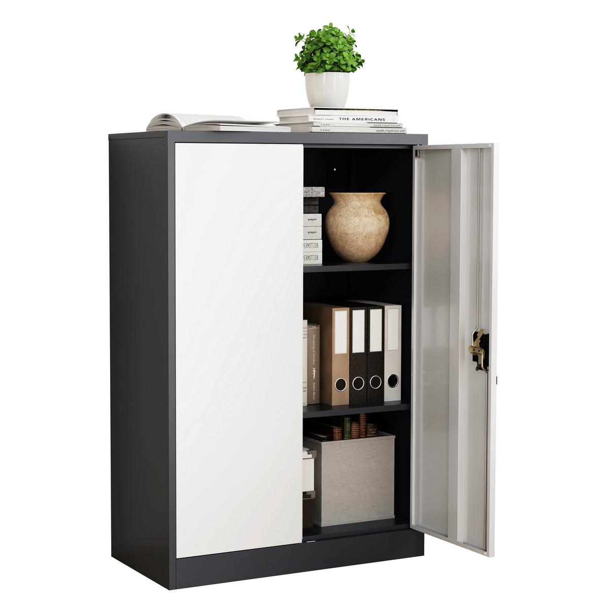 Aktenschrank Malivo Weiß/Anthrazit B: 80cm - Anthrazit/Weiß, KONVENTIONELL, Metall (80/120/40cm) - MID.YOU