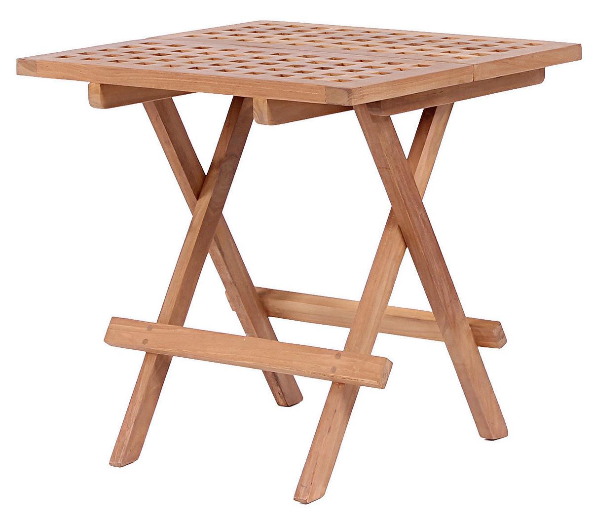 Gartenbeistelltisch klappbar, Woodie aus Teakholz B: 50 cm - Teakfarben, Basics, Holz (50/50/50cm) - Gardenson