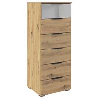 Kommode Skyla Eiche Dekor/Grauspiegel B:47cm - Alufarben, MODERN, Glas/Holzwerkstoff (47/119/42cm) - Rauch Möbel