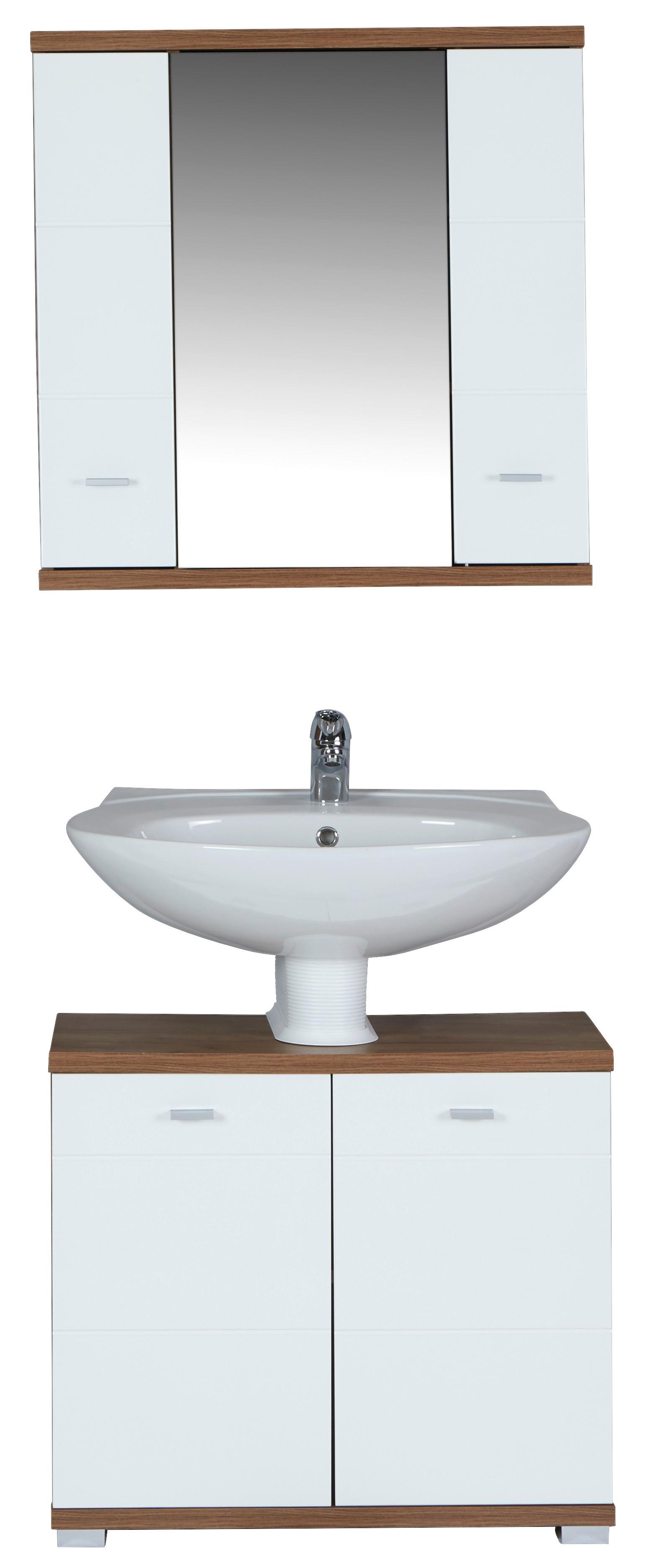 Badezimmer Bari Eiche Dekor 2-teilig - Eichefarben/Weiß, KONVENTIONELL, Holzwerkstoff (70/190/32cm)