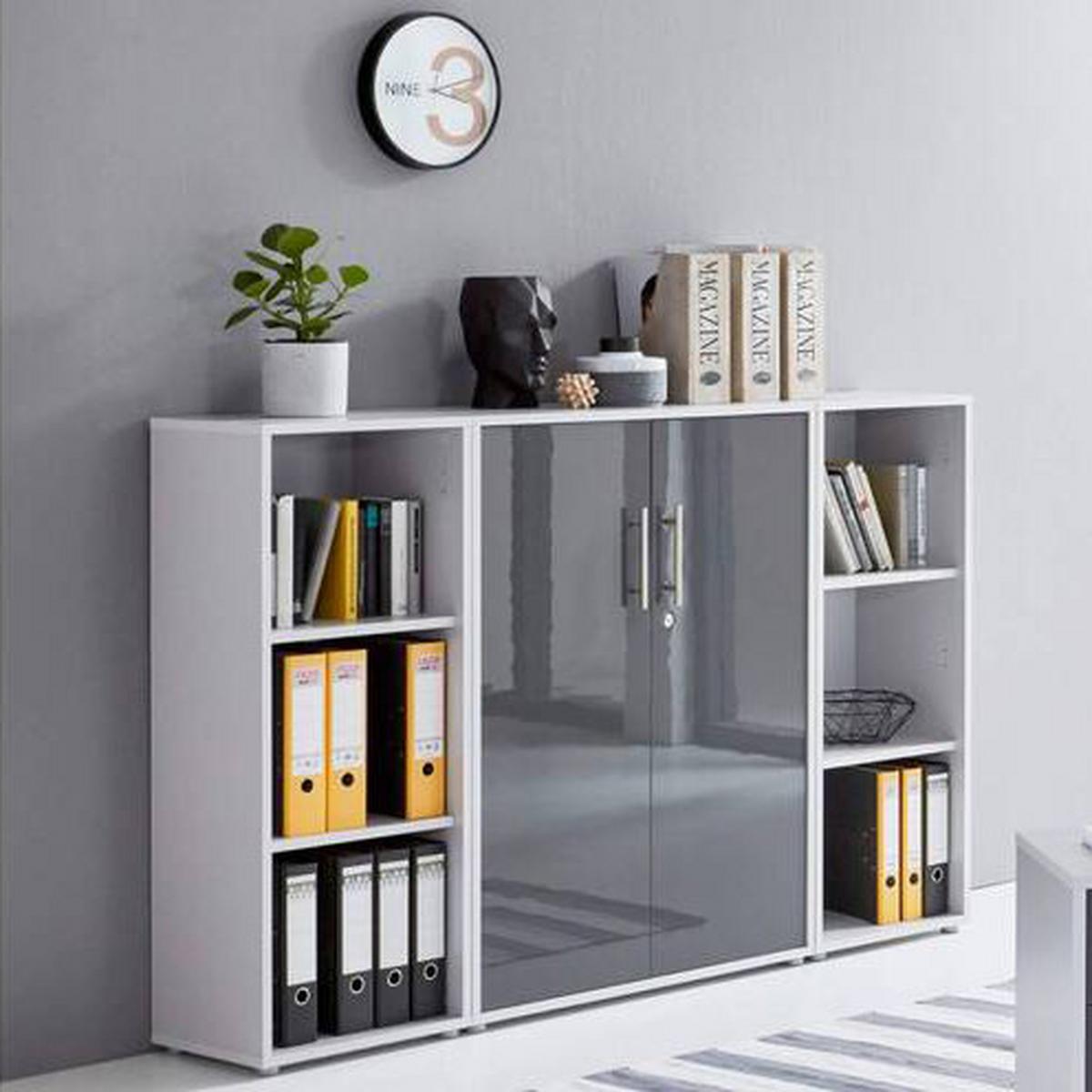 Office Edition B: 173 Cm Grau/anhrazit - Anthrazit Hochglanz/Grau, MODERN, Holzwerkstoff (173/114/33cm) - MID.YOU