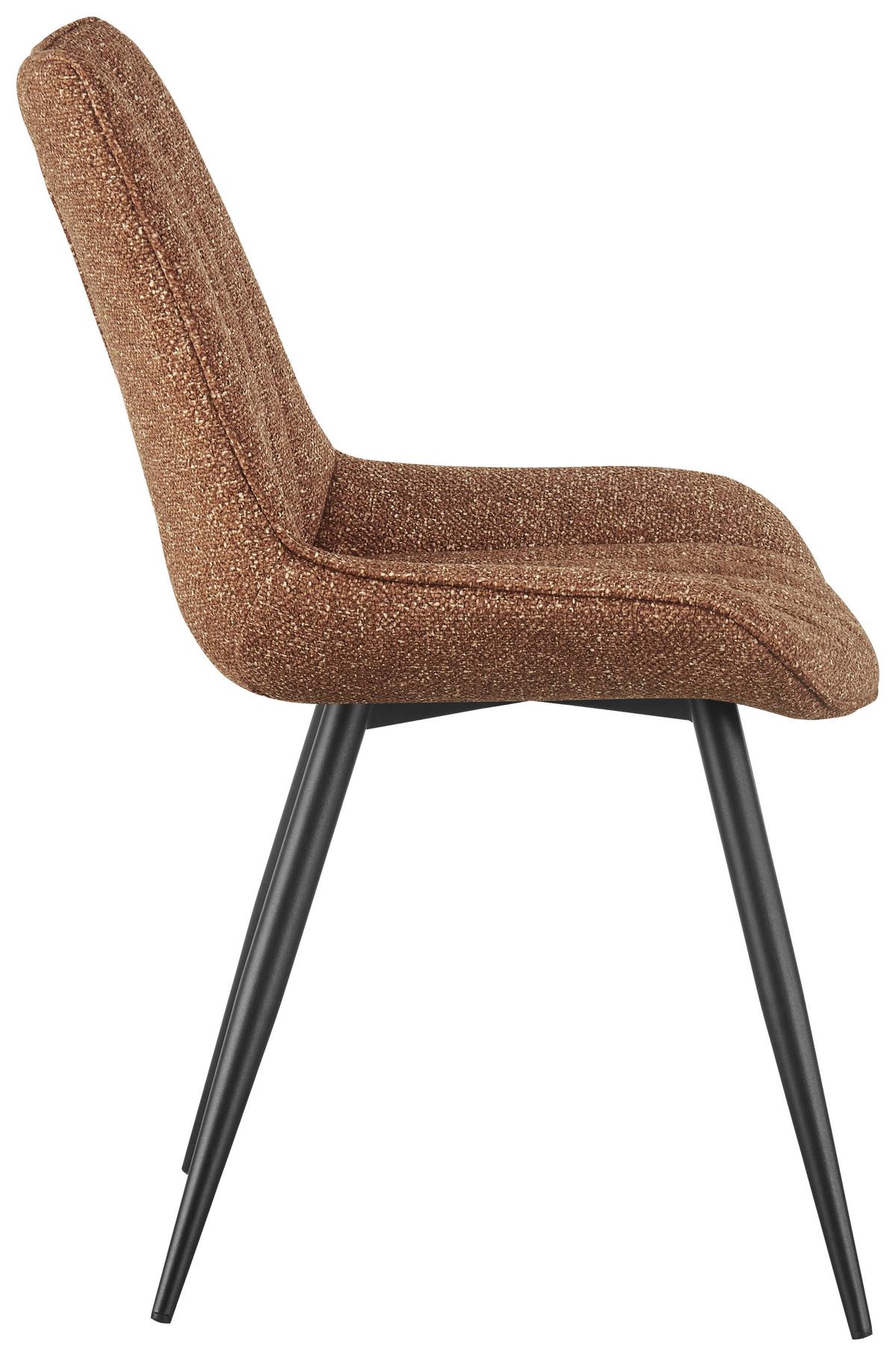 Vierfußstuhl Nikita Leinenoptik Braun, B: 54 cm - Schwarz/Braun, KONVENTIONELL, Holz/Textil (54/88/61,5cm) - MID.YOU