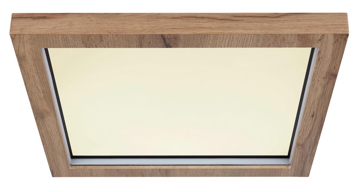 LED-Deckenleuchte 41374-24 - Dunkelbraun/Opal, Natur, Holzwerkstoff/Kunststoff (40/40/6,5cm) - Globo