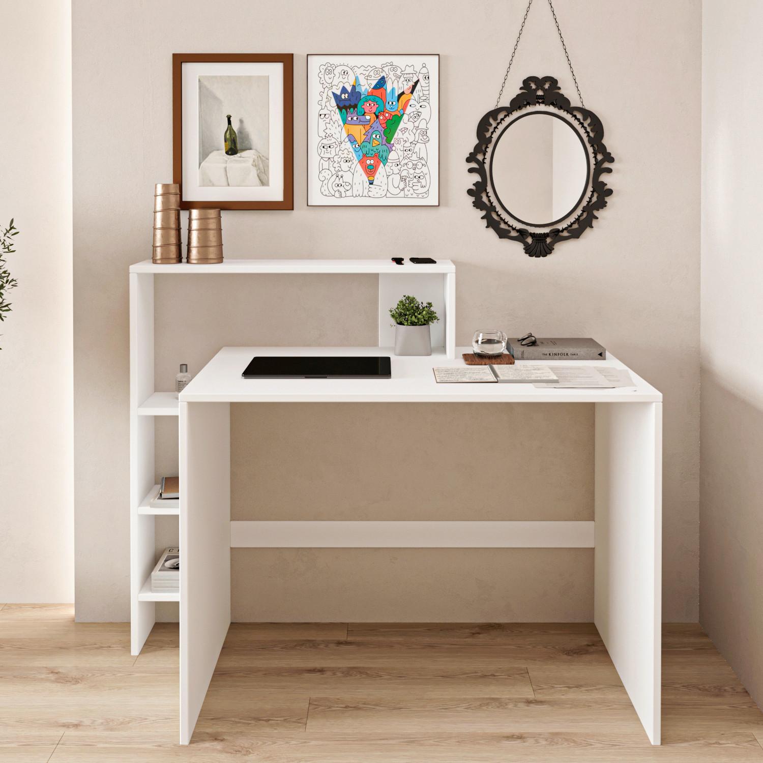 Schreibtischkombination Amber, Weiß B: 120 Cm - Weiß, Design, Holzwerkstoff (120/55/96cm) - Livetastic