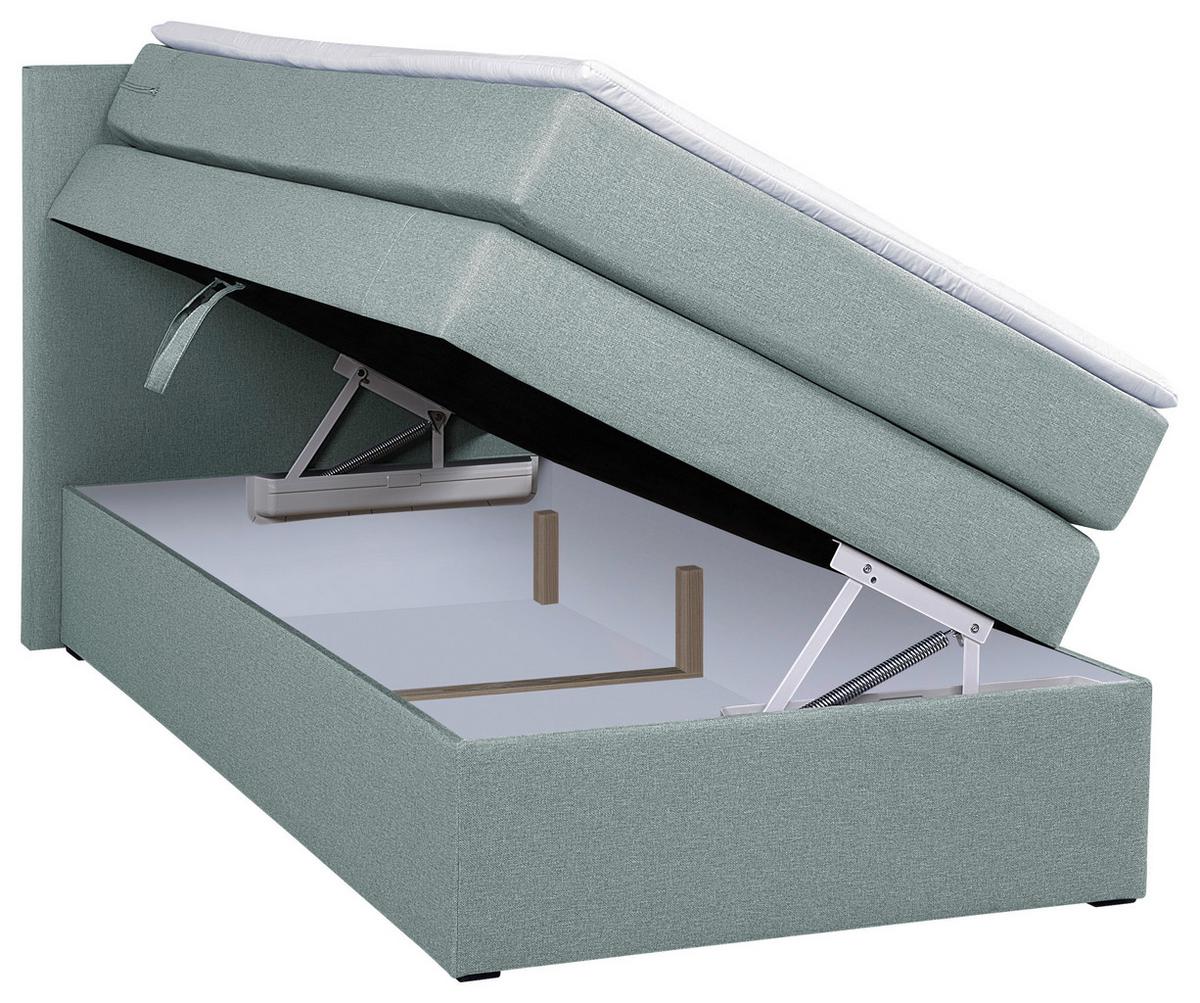 Boxspringbett Siam 2 90x200 Mintgrün - Schwarz/Mintgrün, MODERN, Holzwerkstoff/Textil (90/200cm)