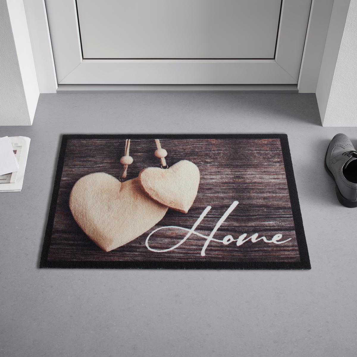 DVEŘNÍ ROHOŽKA Home Love Wood, 50/70cm - hnědá/béžová, Basics, plast (50/70cm) - Modern Living