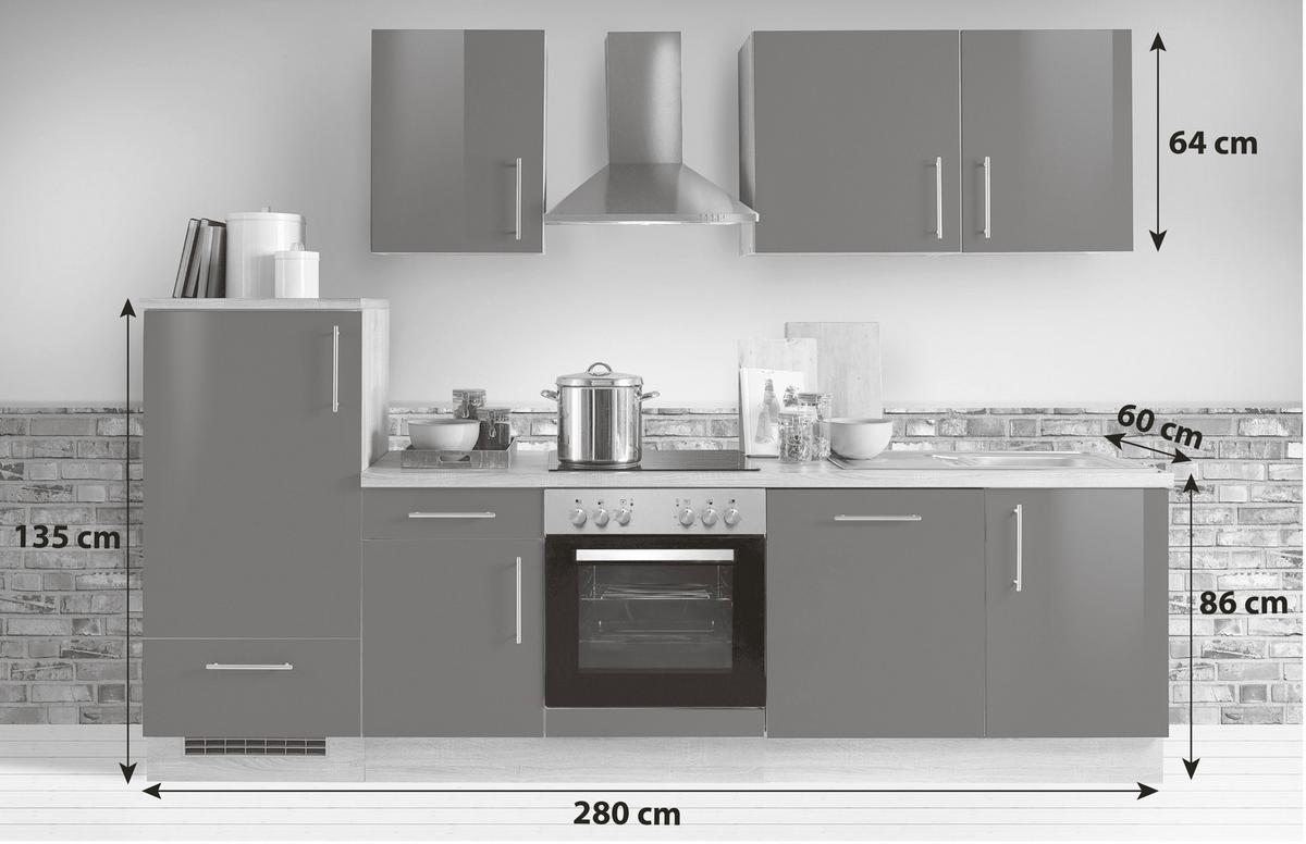 Küchenblock Premium - Dunkelbraun/Sonoma Eiche, KONVENTIONELL, Holzwerkstoff (280cm) - Menke