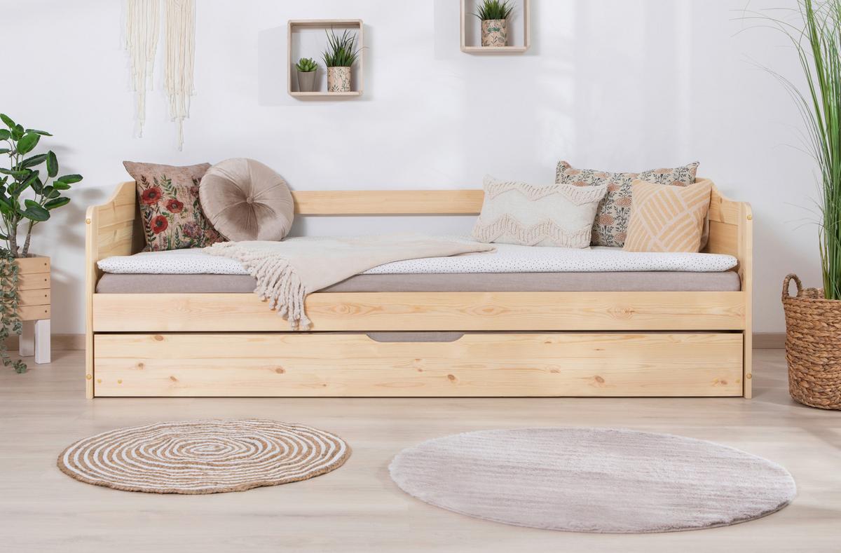 Ausziehbett Echtholz Massiv 90x200 Melinda, Kiefer - Kieferfarben, Natur, Holz/Kunststoff (90/200cm) - MID.YOU