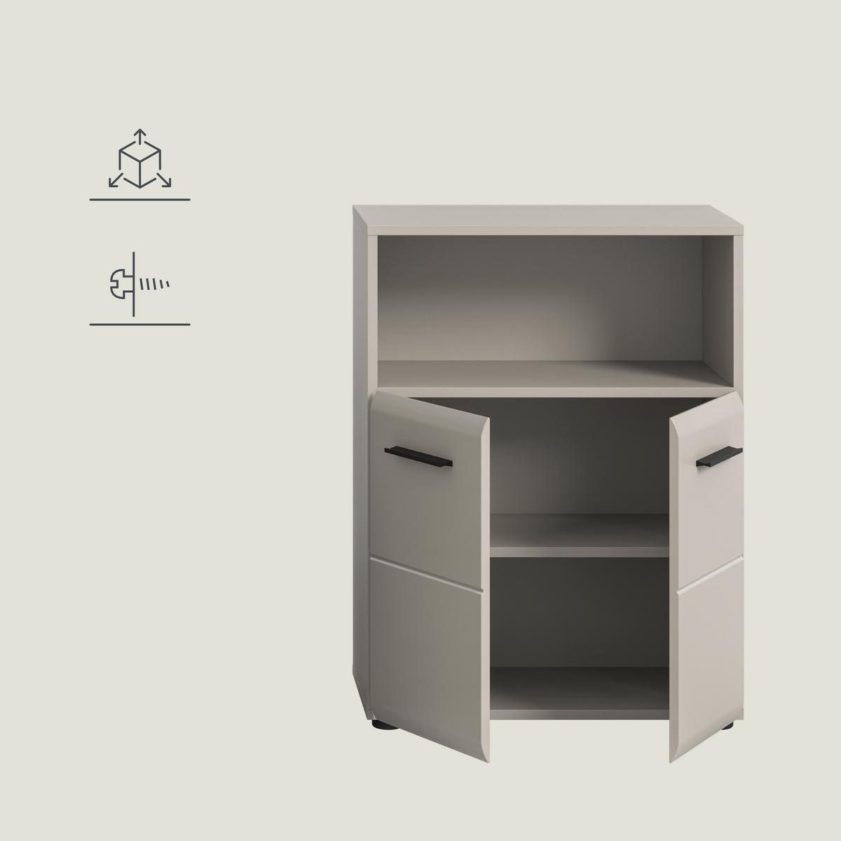 Midischrank Ice Kaschmir B: 60cm - Kaschmir/Schwarz, Trend, Holzwerkstoff (60/80/30cm) - MID.YOU
