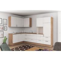 Eckküche Ip1200 Ohne Geräte 185x320cm Hellgrau/eiche Dekor - Eichefarben/Grau, Basics (185/320cm)