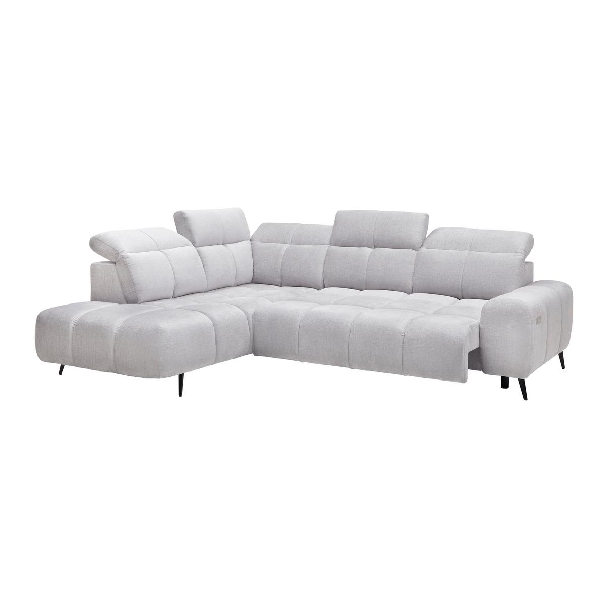 Elektrická sedačka SILVIO, levá, světle šedá - černá/světle šedá, Moderní, kov/textil (225/275cm) - Mömax