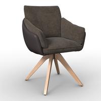 Stolička s podrúčkami Alja, hnedá - hnedá/farba buka, Modern, kov/drevo (66/89/62cm) - Bessagi Home