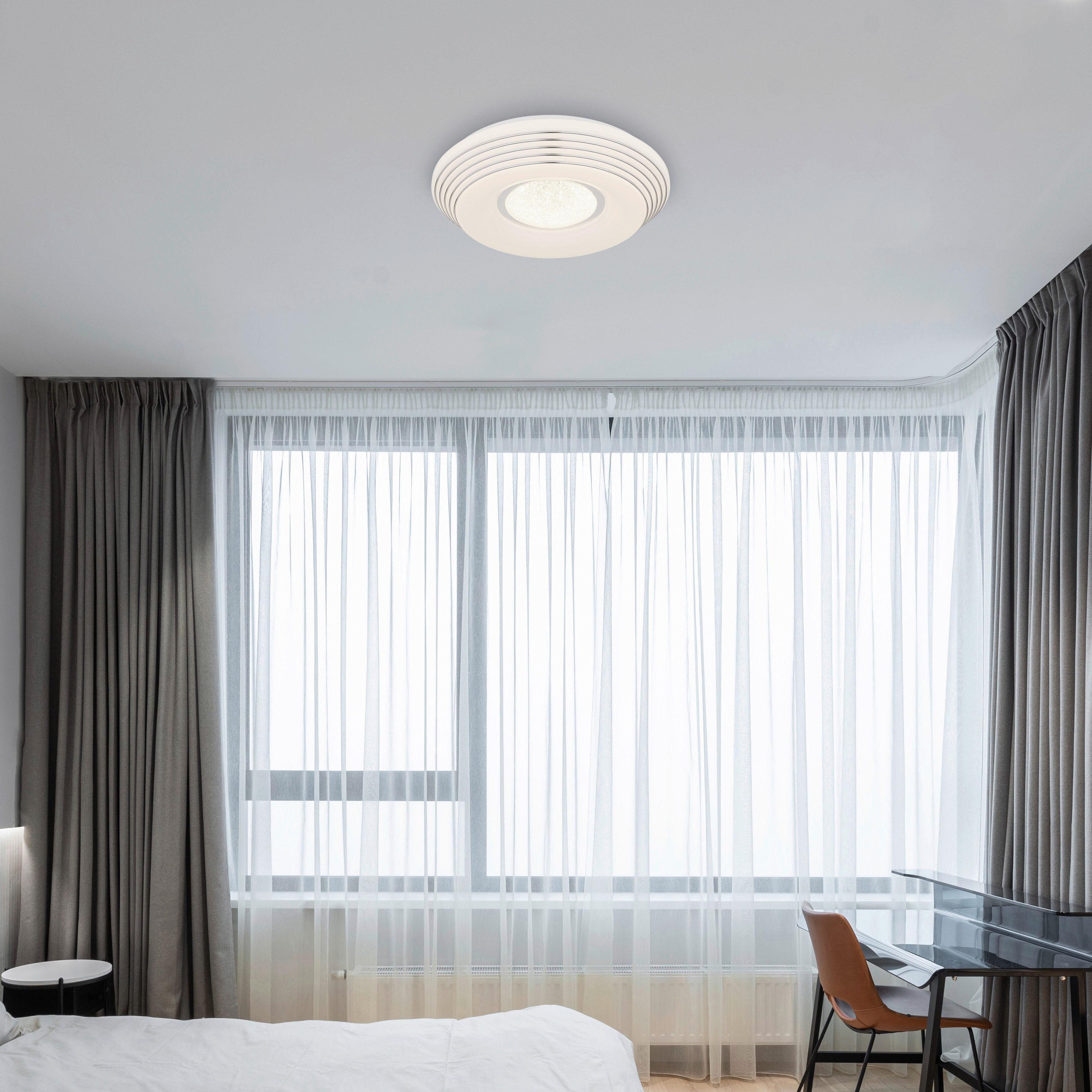 LED-Deckenleuchte 41293-24 - Klar/Chromfarben, Design, Kunststoff/Metall (39/8,3cm) - Globo
