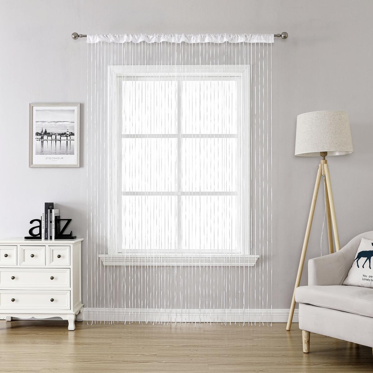 Fadenvorhang + Stangendurchzug Philippa 90x245 cm Weiß - Weiß, MODERN, Textil (90/245cm) - Luca Bessoni