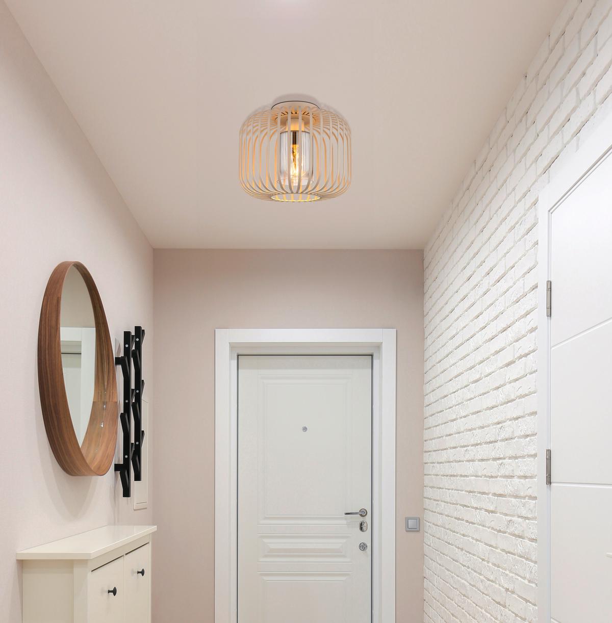 Deckenleuchte Alfred Grau Klar Sandfarben D: 28 cm - Sandfarben/Klar, Design, Glas/Metall (28/23cm) - Globo