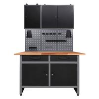 Werkbank-Set Werner Echtholz/Stahl B: 120 cm - Anthrazit/Grau, Basics, Holz/Metall (120/205/60cm)