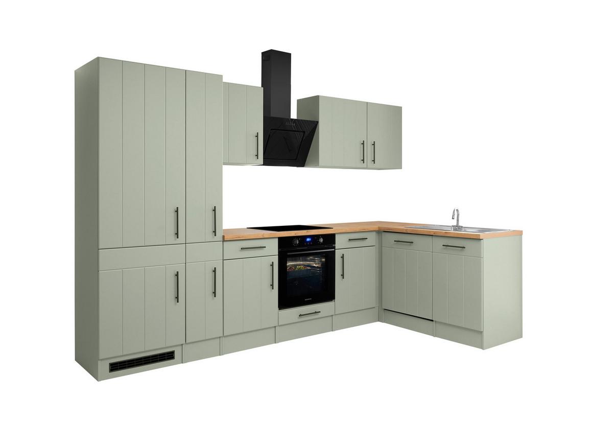 Eckküche Anton Wildeiche/Schilfgrün B: 310cm - Schilfgrün/Wildeiche, Trend, Holzwerkstoff (310/172cm) - Respekta