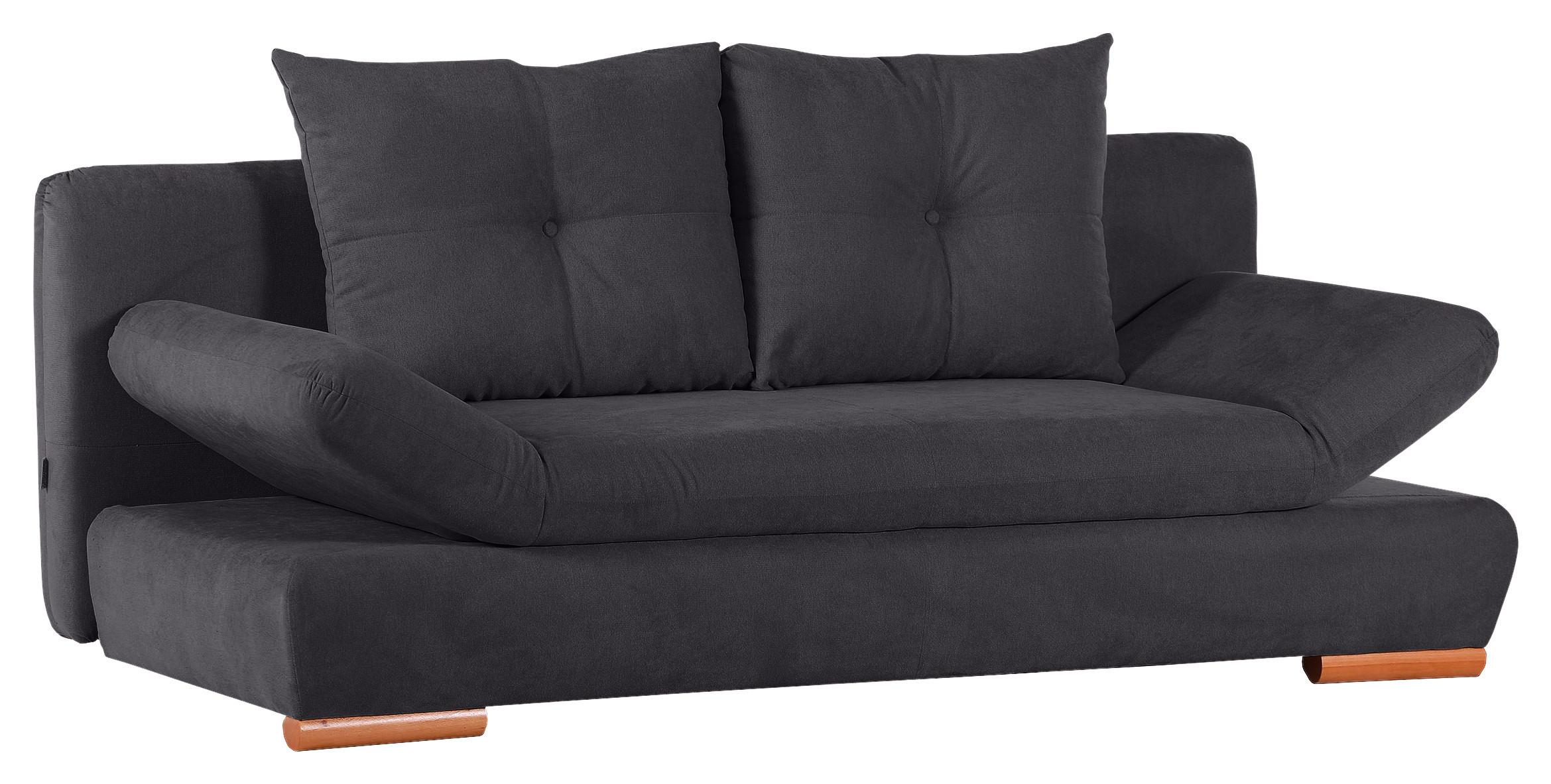 2-Sitzer-Sofa Mit Schlaffunktion Canja B: 200 cm - Anthrazit/Buchefarben, Design, Textil (200/75/92cm) - Livetastic