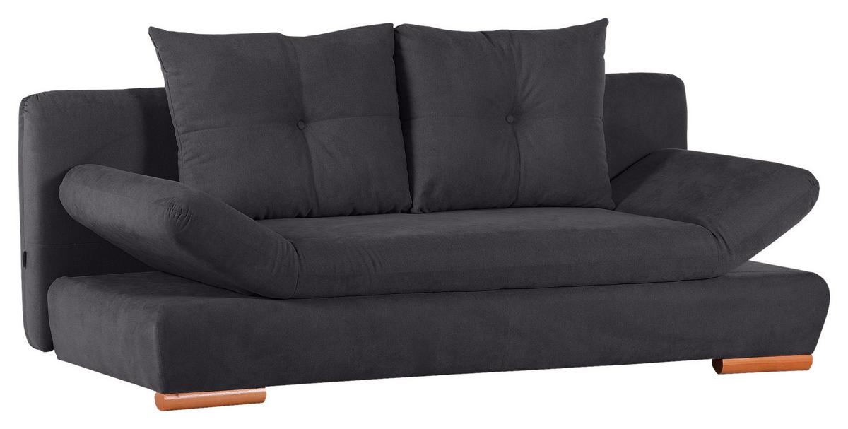 2-Sitzer-Sofa Mit Schlaffunktion Canja B: 200 cm - Anthrazit/Buchefarben, Design, Textil (200/75/92cm) - Livetastic