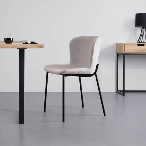 Židle NOEMIE béžová - černá/béžová, Moderní, kov/dřevo (46/79/56cm) - Bessagi Home