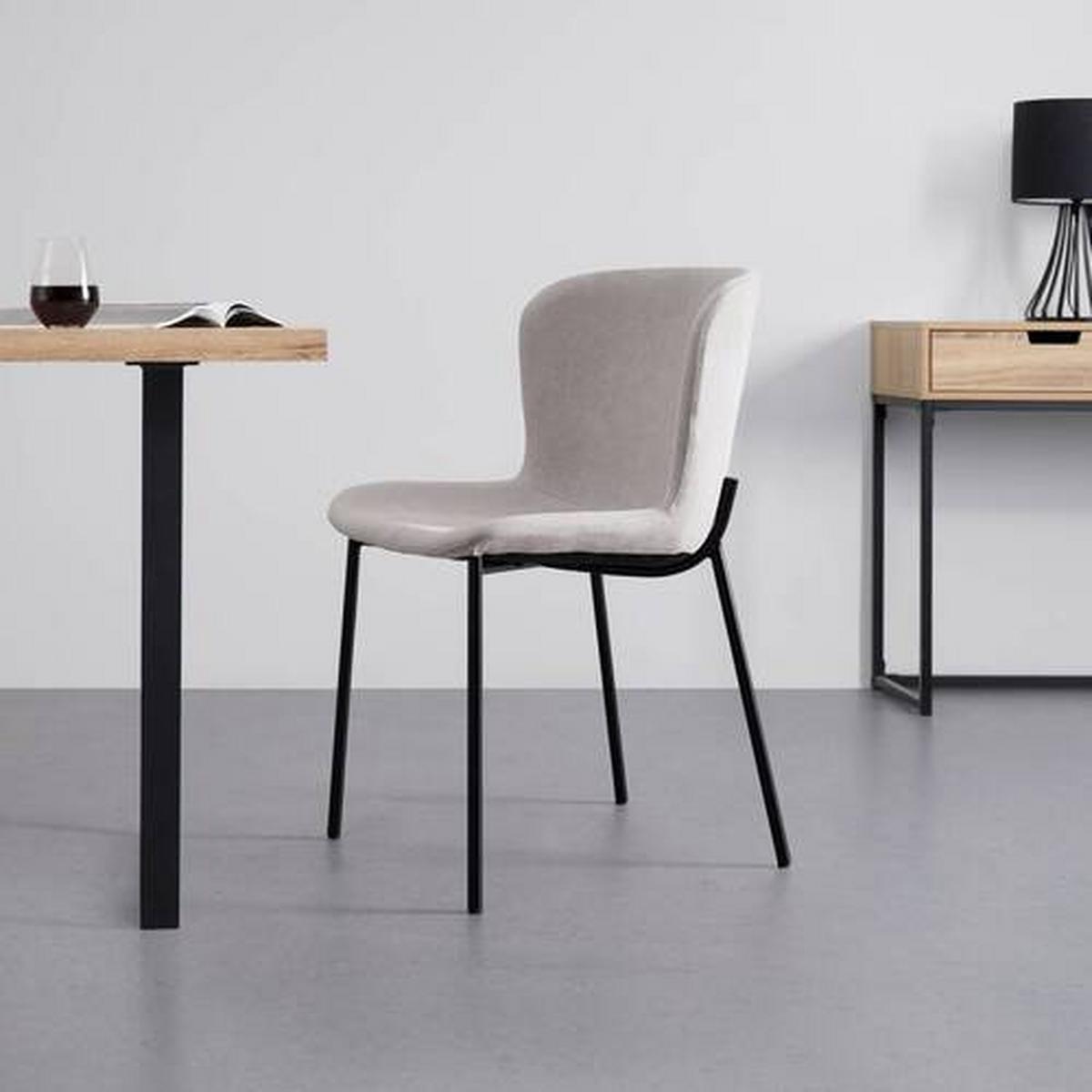 Židle NOEMIE béžová - černá/béžová, Moderní, kov/dřevo (46/79/56cm) - Bessagi Home
