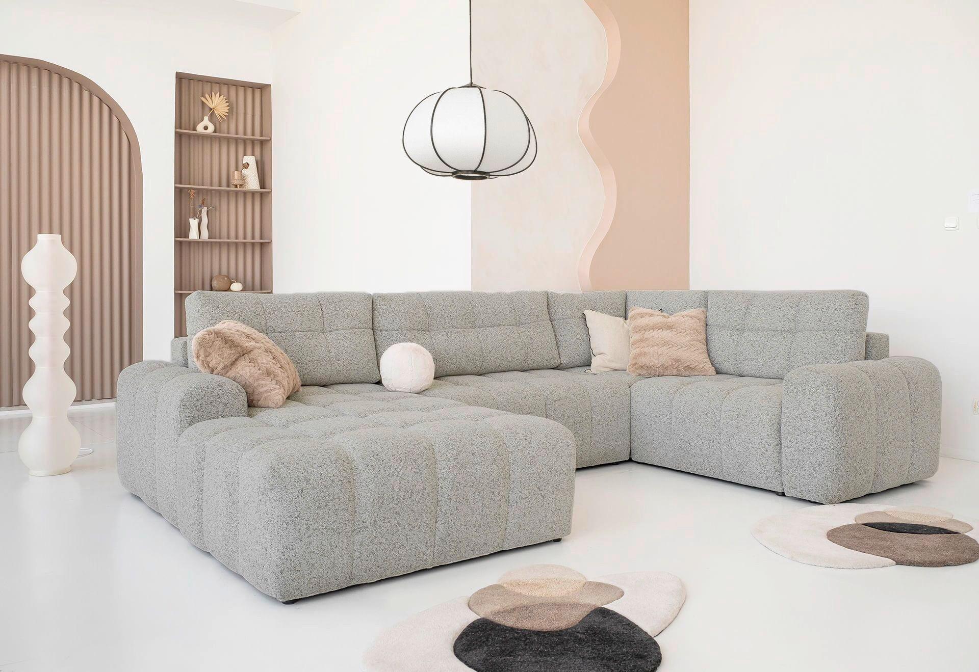 Wohnlandschaft Lulu Grau U: 184x333x213cm - Schwarz/Grau, Design, Textil (184/333/213cm) - MID.YOU