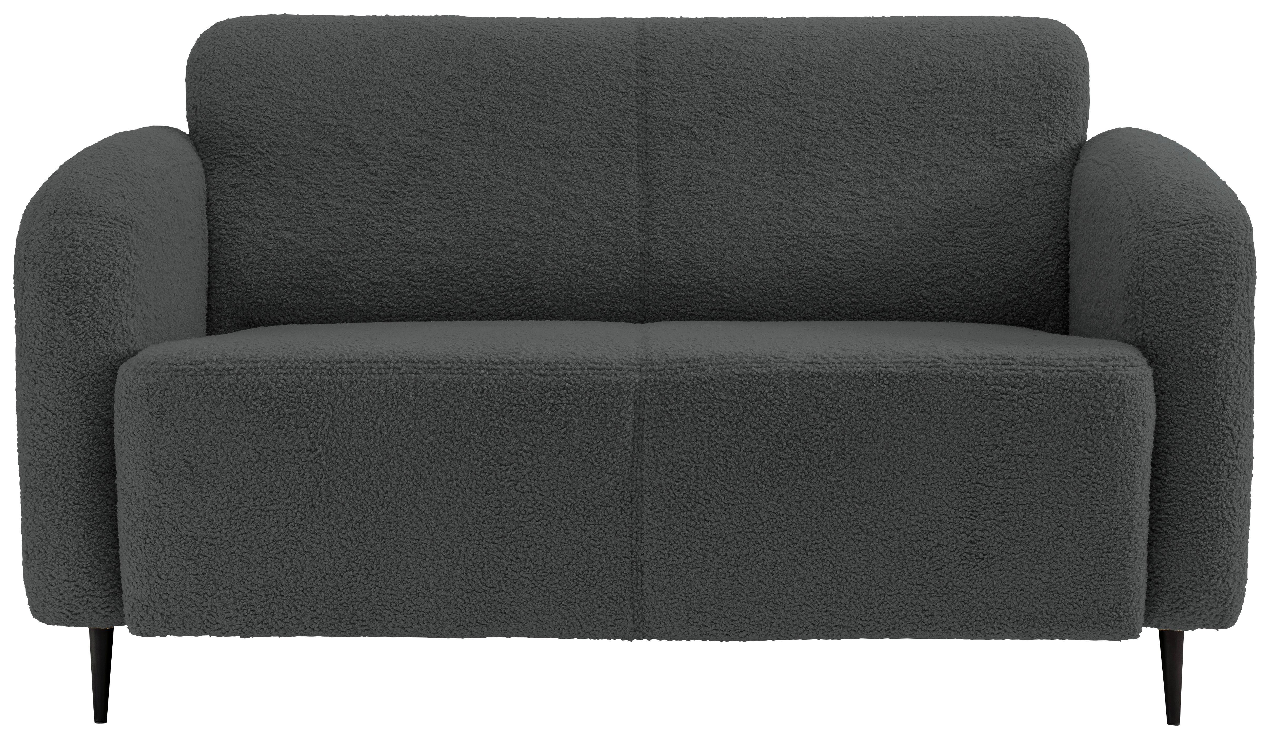 2-Sitzer-Sofa Marone Anthrazit Teddystoff - Anthrazit/Schwarz, MODERN, Textil (140/76/90cm) - Livetastic