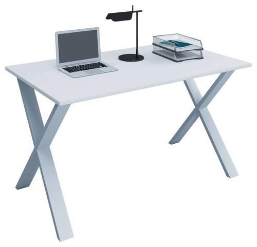 Schreibtisch Lona L: 140 cm Weiß - Weiß, MODERN, Holzwerkstoff/Metall (140/80/76cm) - MID.YOU