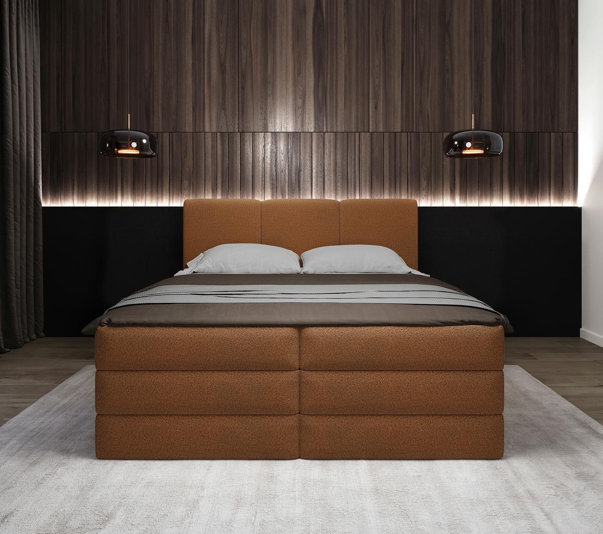 Boxspringbett Castel K - Rostfarben/Schwarz, MODERN, Holz/Holzwerkstoff (160/200cm) - MID.YOU