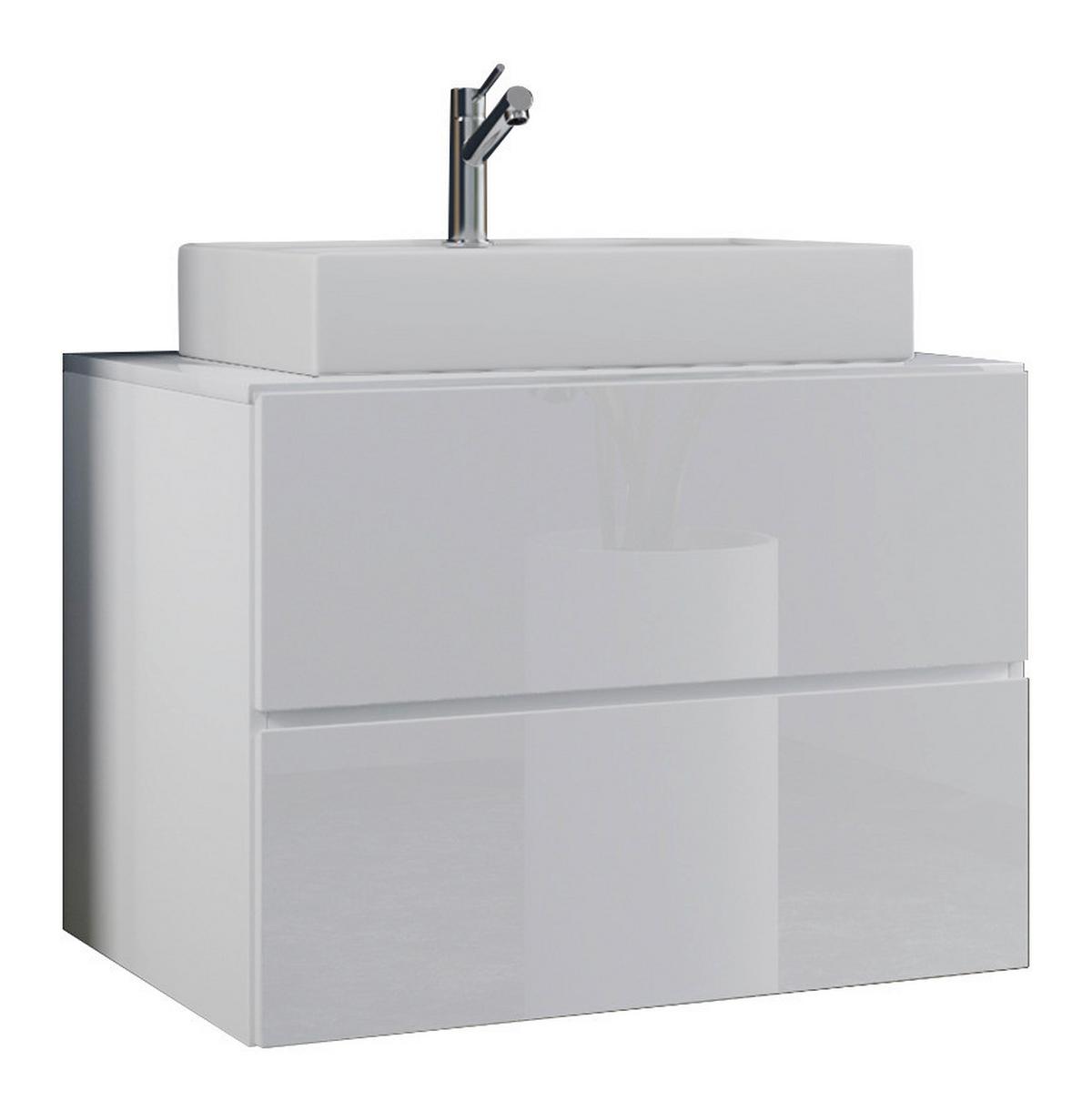 Badmöbel-set 3-tlg. Lendas 80 Cm Weiß - Weiß, MODERN, Glas/Keramik (80cm) - MID.YOU