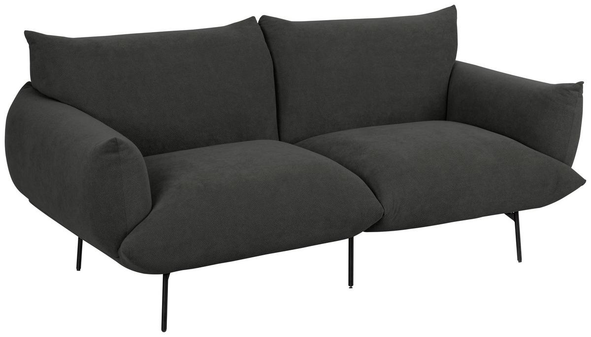 Sofa Honey - Anthrazit/Schwarz, Trend, Textil (185/77/83cm) - P & B