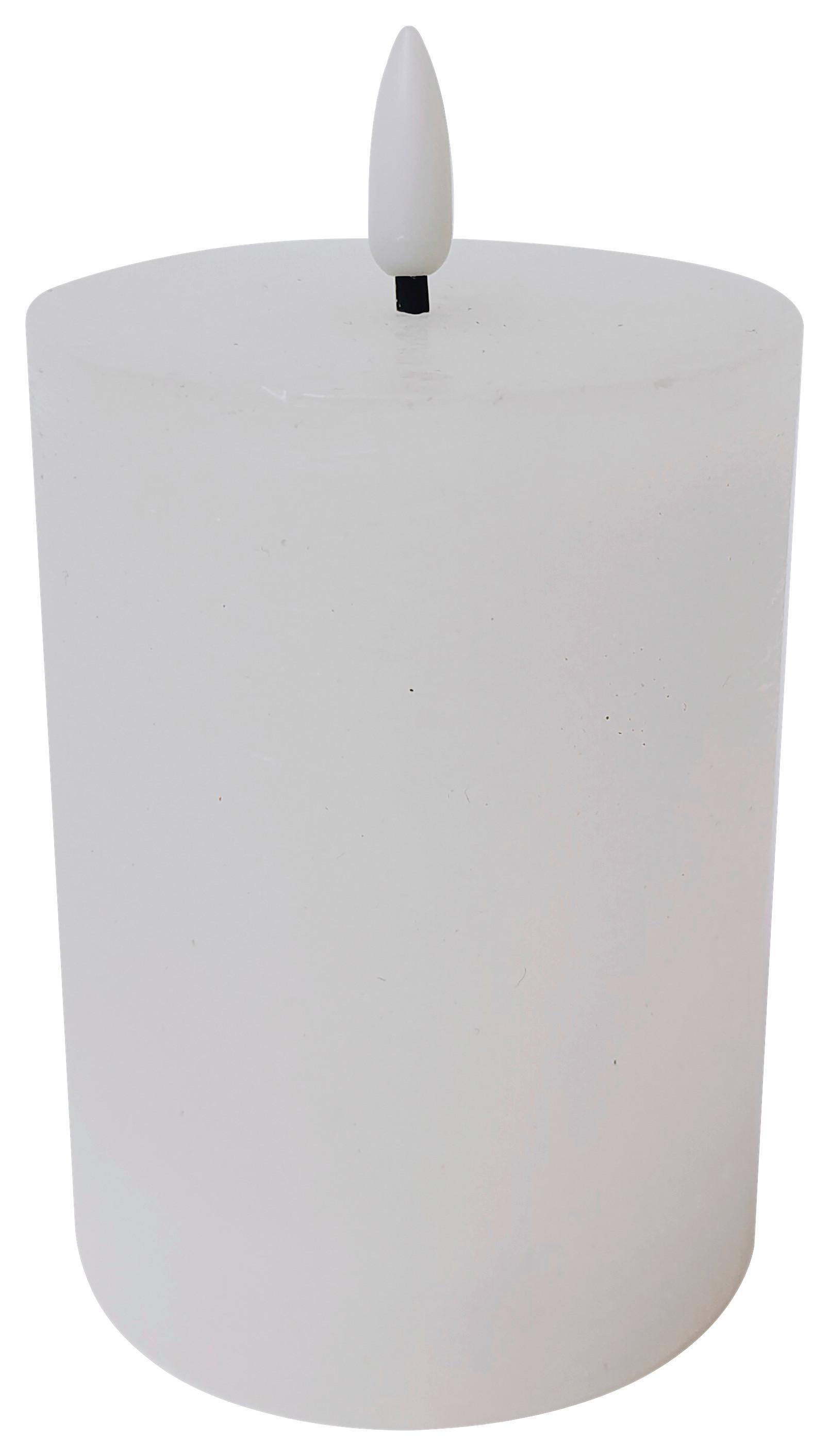 Svíčka s LED Mandy, V: 20cm - bílá, plast/přírodní materiály (7,5/10cm) - Premium Living