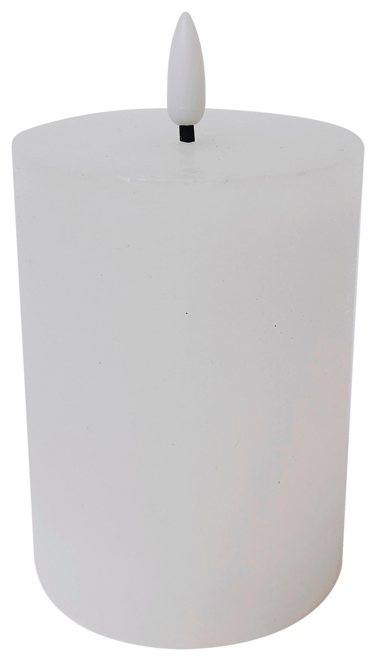 Svíčka s LED Mandy, V: 20cm - bílá, plast/přírodní materiály (7,5/10cm) - Premium Living