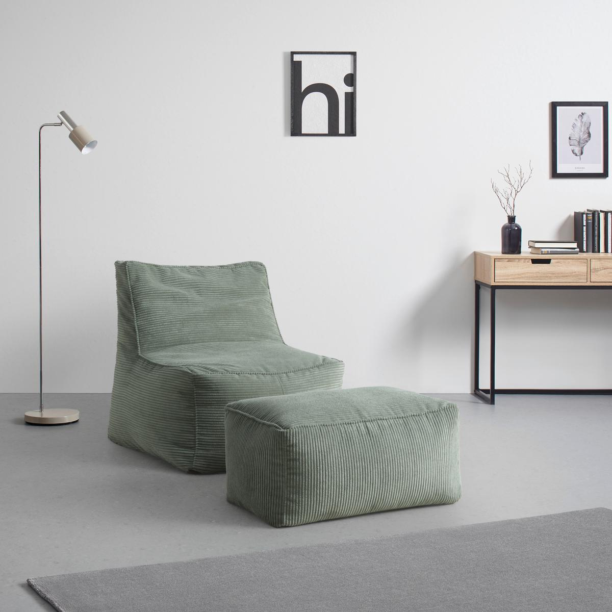 Taburet CAROLINE, zelený manšestr, max. 80 kg - světle zelená, Moderní, textil (80/38/50cm) - Mömax