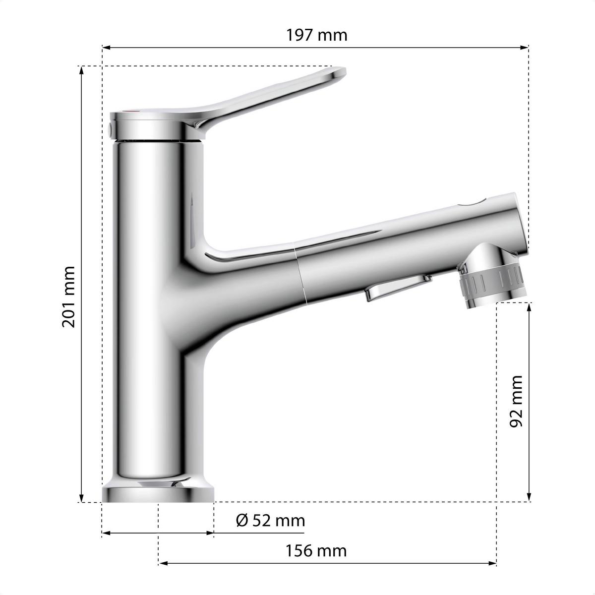 Waschtischarmaturen Variabile Chrom H: 20 Cm Ausziehbar - Silberfarben, Design, Metall (5/20/20cm) - Schütte