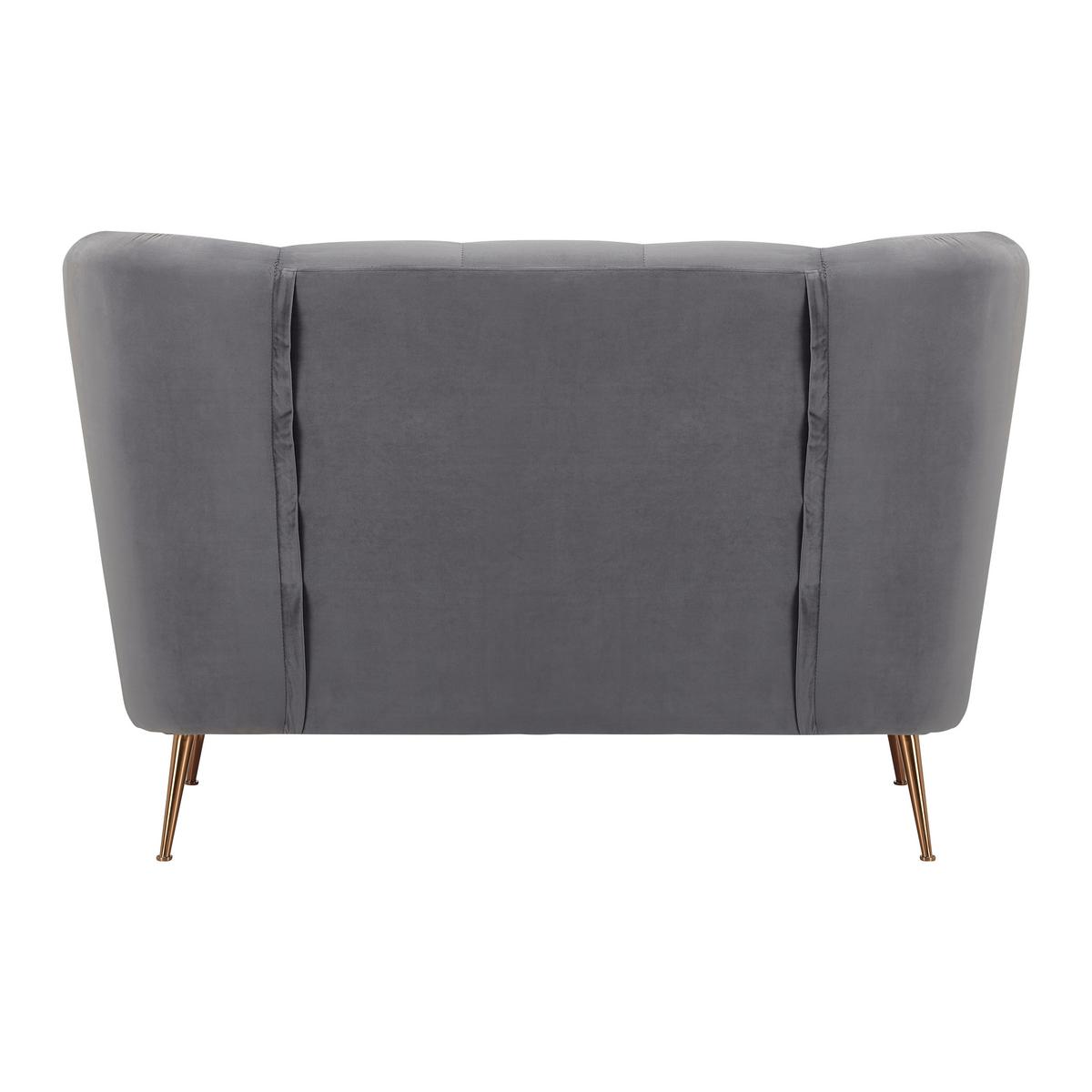 Sametová pohovka LINUS šedá - šedá/barvy zlata, Moderní, kov/dřevo (148/95/93cm) - Bessagi Home
