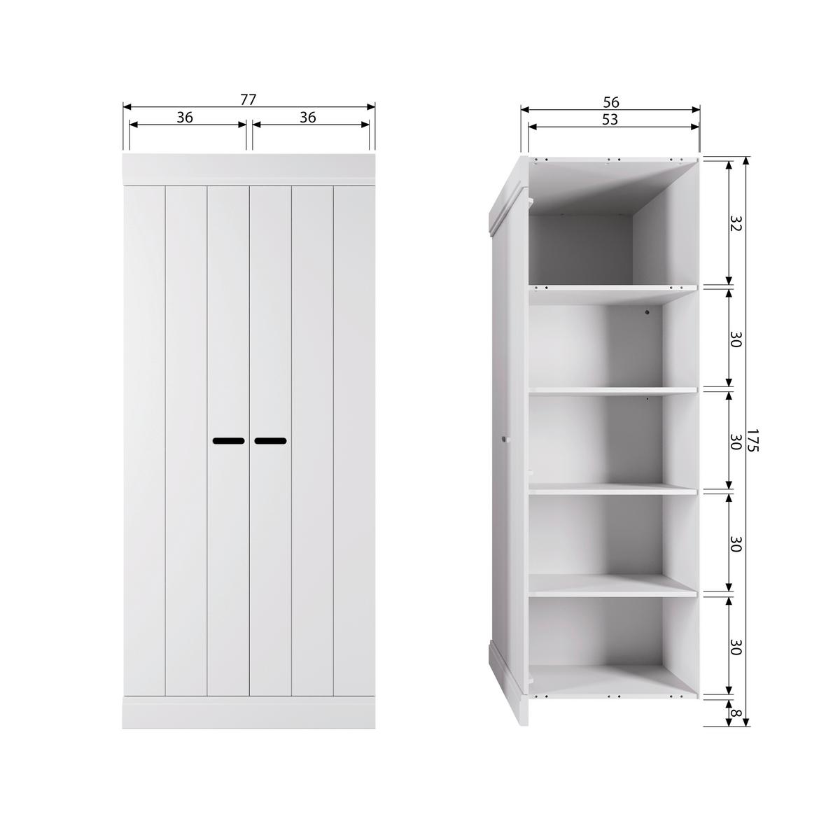 Drehtürenschrank Connect, Weiß B: 77 Cm - Weiß, Design, Holz/Holzwerkstoff (77/175/56cm) - Livetastic